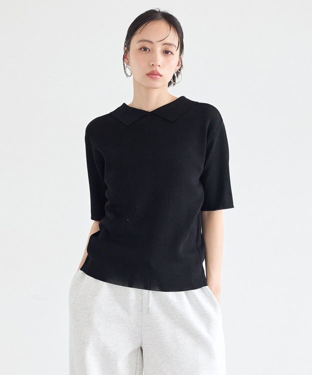 earth music&ecology 前後2WAYポロニット Black