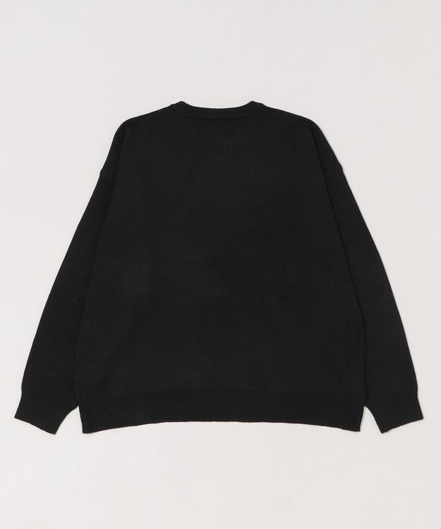 WEGO 【ユニセックス着用ITEM/SMLサイズ展開】アクセ付きワンポイントニットプルオーバー ブラック