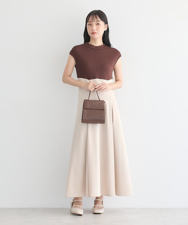 earth music&ecology フロントボタンドッキングワンピース Brown