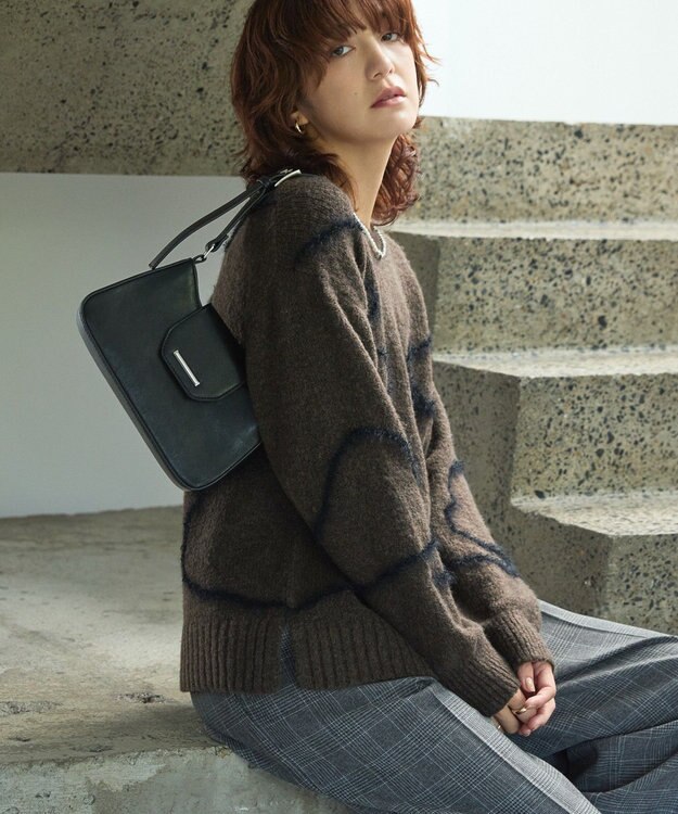 AMERICAN HOLIC ニュアンスライン柄ニットプルオーバー Brown