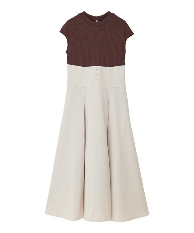 earth music&ecology フロントボタンドッキングワンピース Brown