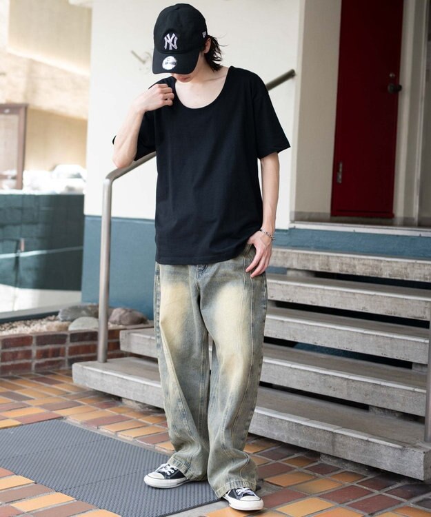 WEGO 【ユニセックス着用ITEM/MLサイズ展開】UネックT（SS） ブラック