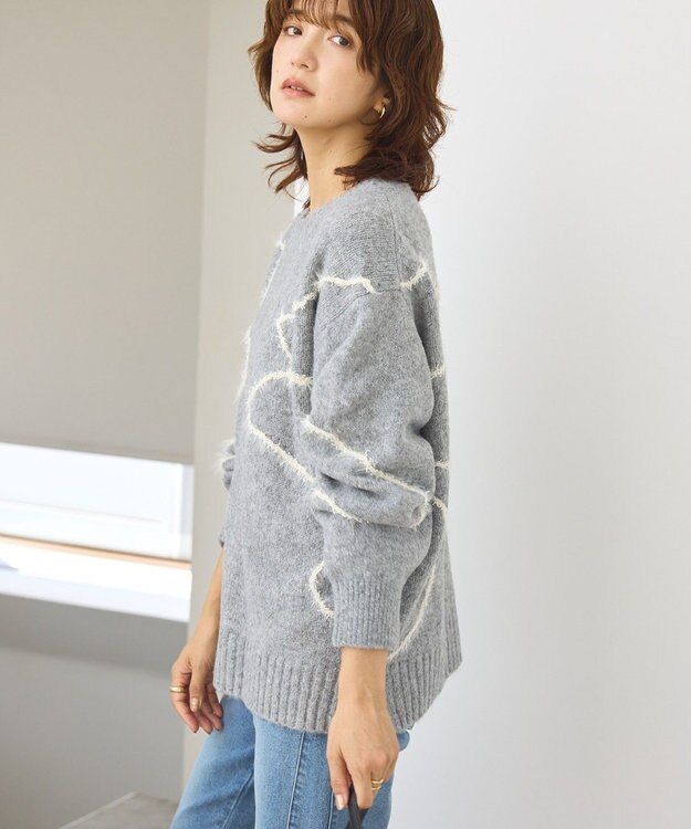 AMERICAN HOLIC ニュアンスライン柄ニットプルオーバー Gray Mixture