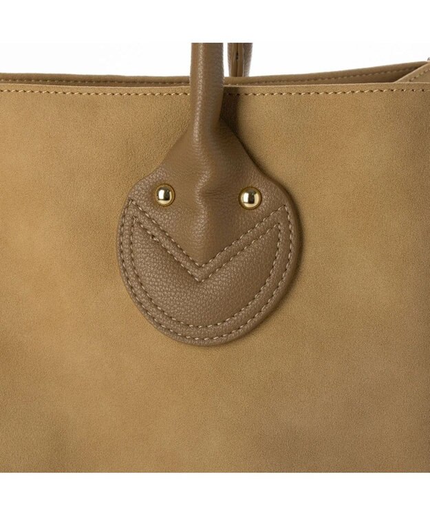 UNBILLION cachecache 丸手根革スクエアトートバッグ ダークベージュ