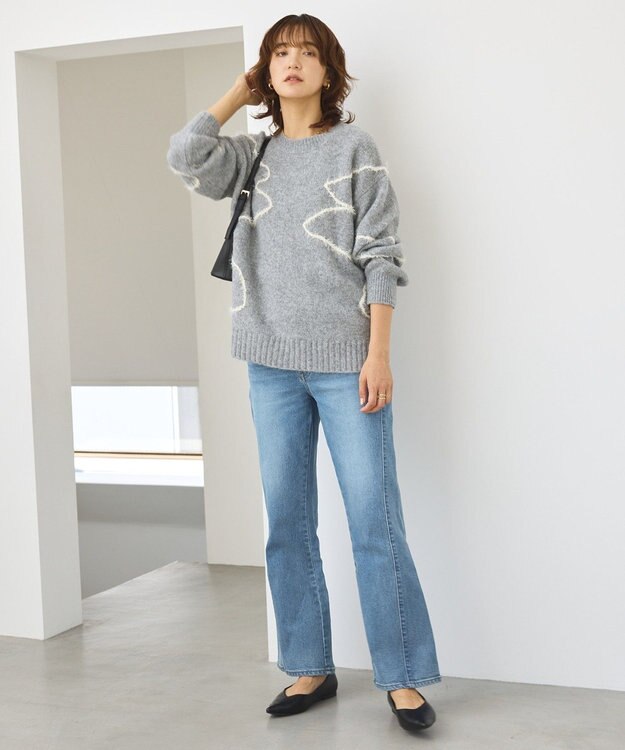 AMERICAN HOLIC ニュアンスライン柄ニットプルオーバー Gray Mixture