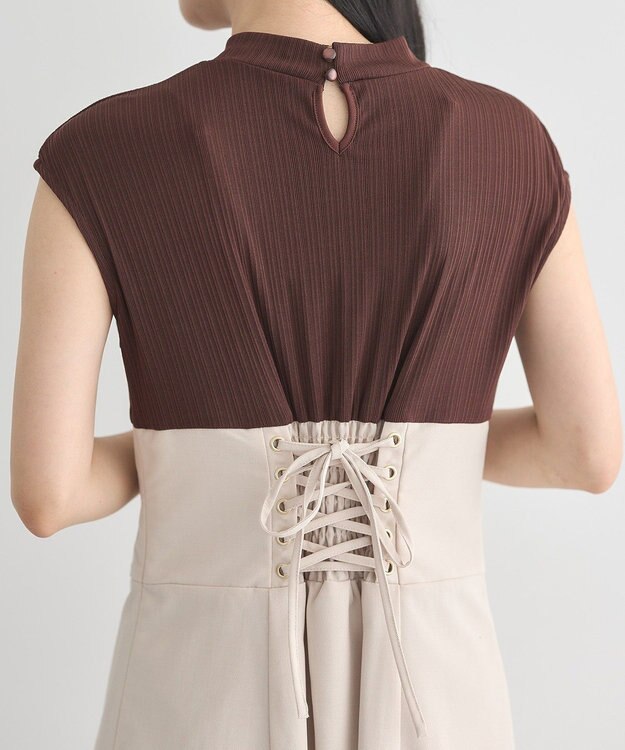 earth music&ecology フロントボタンドッキングワンピース Brown