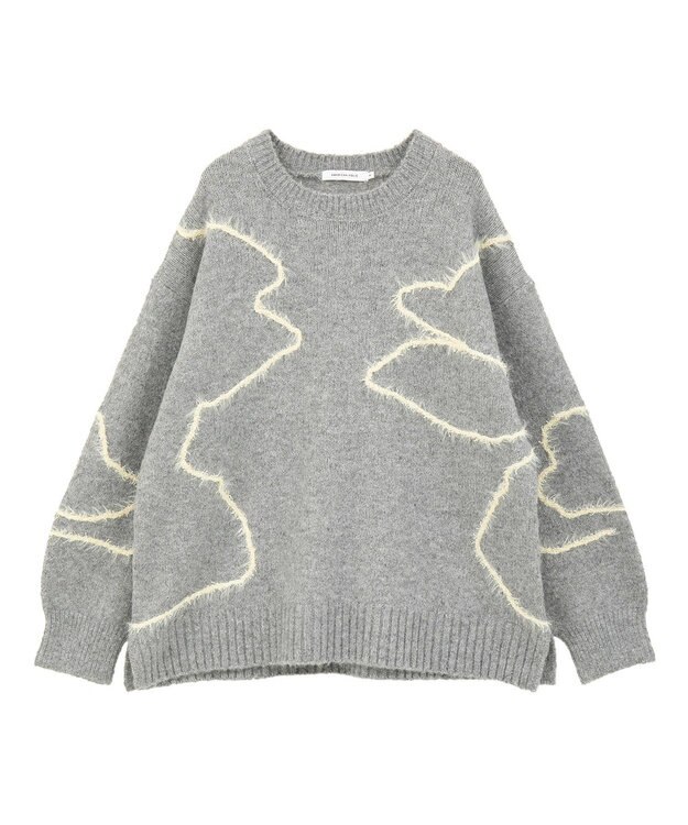 AMERICAN HOLIC ニュアンスライン柄ニットプルオーバー Gray Mixture