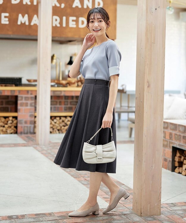 Tiaclasse ポンチフレアスカート チャコールグレー