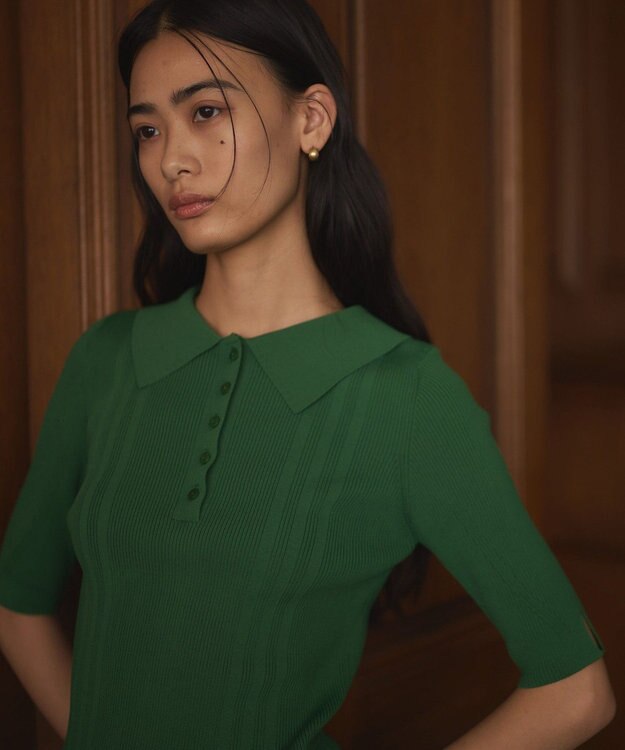 CRAFT STANDARD BOUTIQUE 半袖２ｗａｙリブポロニット Green