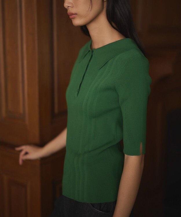 CRAFT STANDARD BOUTIQUE 半袖２ｗａｙリブポロニット Green