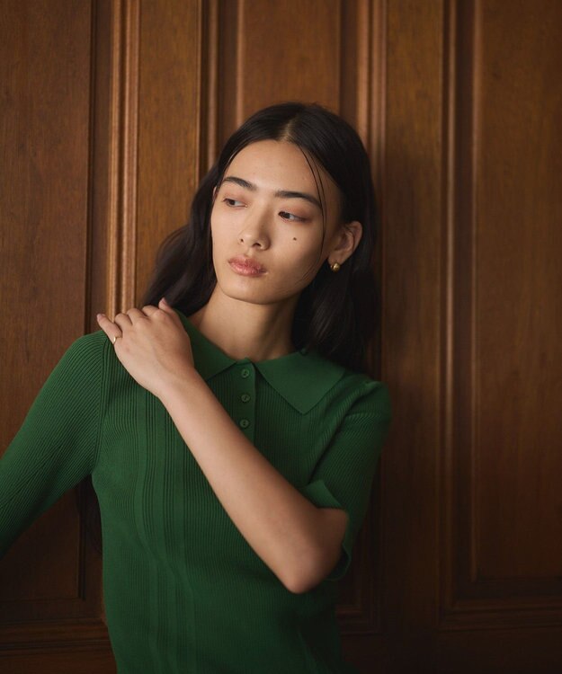 CRAFT STANDARD BOUTIQUE 半袖２ｗａｙリブポロニット Green