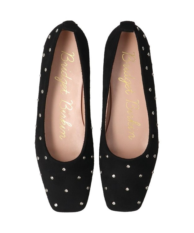 Bridget Birkin 【Bridget Birkin】ドットビジューフラットシューズ ブラックスウェード