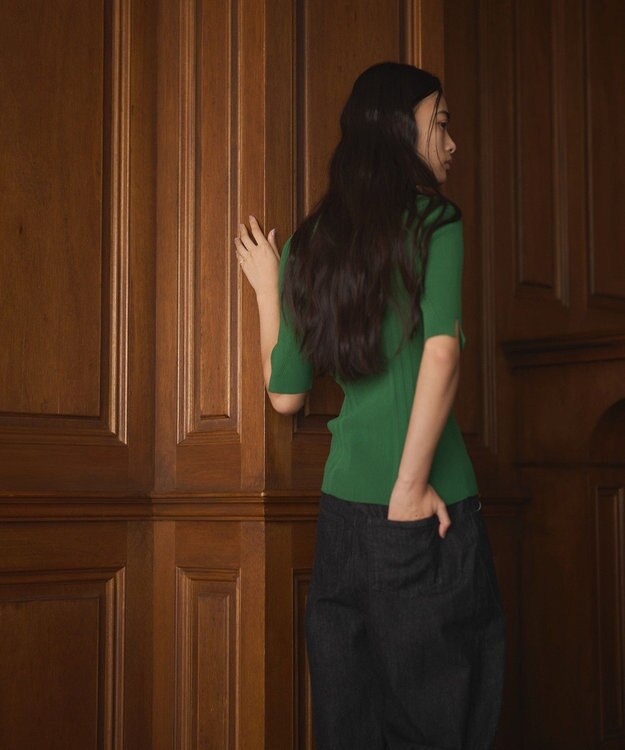 CRAFT STANDARD BOUTIQUE 半袖２ｗａｙリブポロニット Green