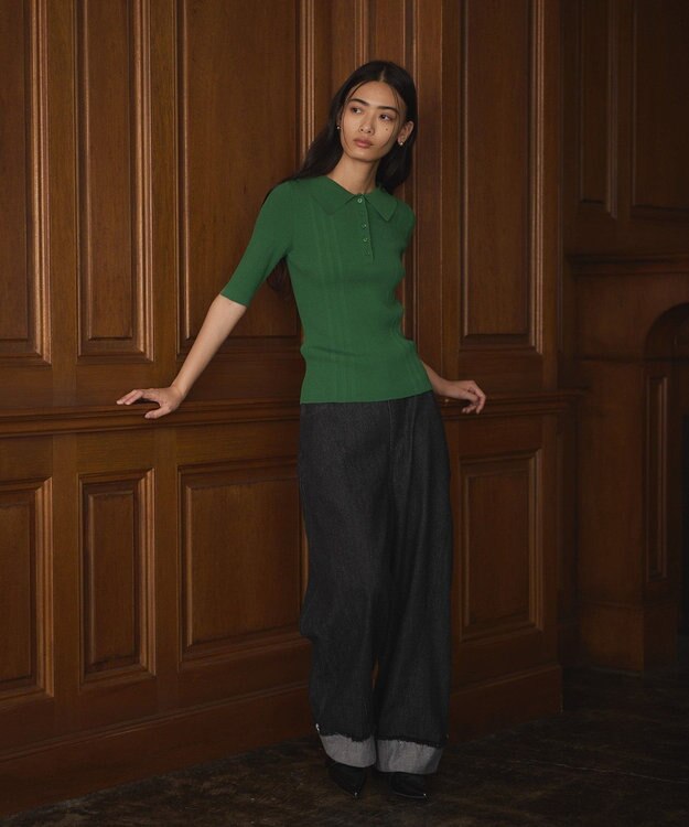 CRAFT STANDARD BOUTIQUE 半袖２ｗａｙリブポロニット Green