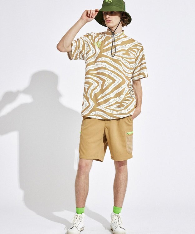 PW CIRCULUS 【UVカット / 吸水速乾 / 伸縮性抜群】【MEN】ゼブラ柄モック T ベージュ系5