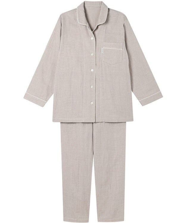 ワコール／睡眠科学 パジャマ 長袖 長ズボン 綿100%(本体) 三重ガーゼ レディース YDX567 睡眠科学／ワコール ベージュ