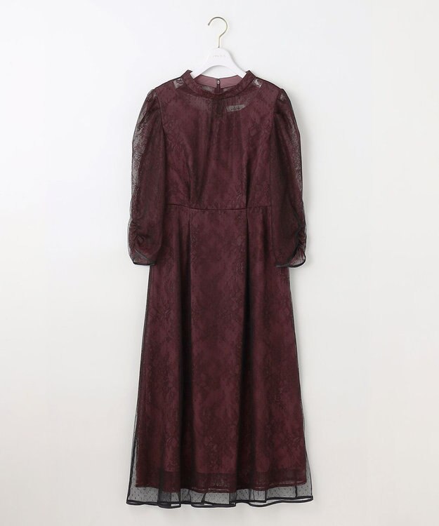 ANY SIS 【Lily calin】バイカラードットチュール ドレス バーガンディ