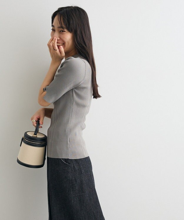CRAFT STANDARD BOUTIQUE 半袖２ｗａｙリブポロニット Gray