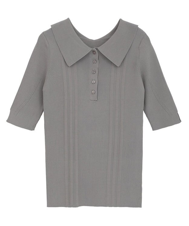 CRAFT STANDARD BOUTIQUE 半袖２ｗａｙリブポロニット Gray