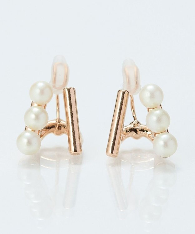 Phoebe 【痛くないシリーズ/金属アレルギー対応】ダブルデコレイトパールライトフィットイヤリング　シャンパン シャンパンゴールド