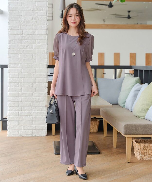 Tiaclasse 【洗える・接触冷感・紫外線ケア・サラごこち】ソフトペプラムカットソー ピンクモカ