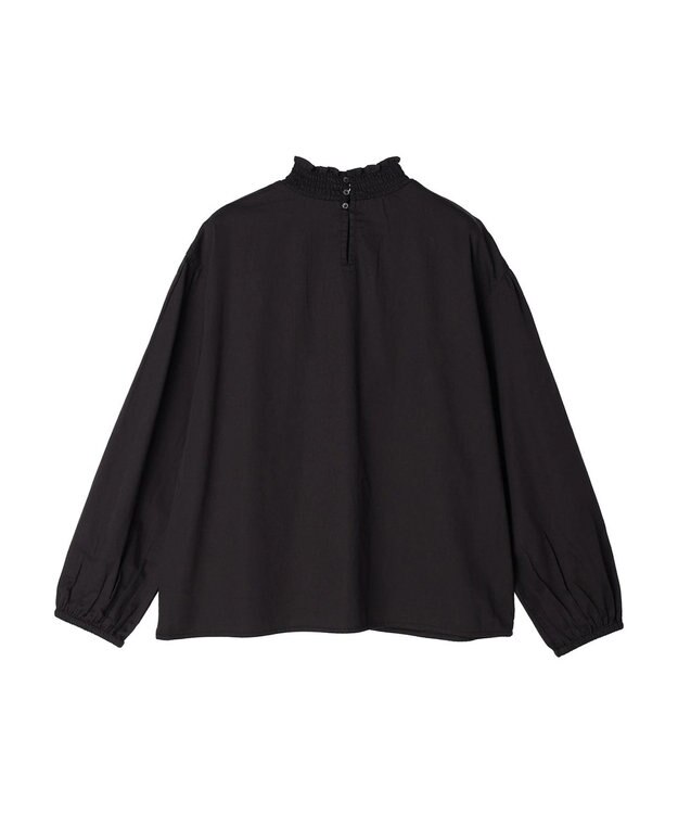 CRAFT STANDARD BOUTIQUE インドコットンシャーリングハイネックブラウス Black