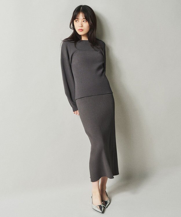 uncrave 【手洗い可】スムース ニット リブ スカート（uncrave STANDARD） スレート