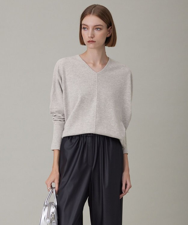 ICB 【洗える】ソフトウールハイゲージ Vネックプルオーバー ライトグレー系