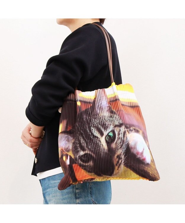 UNBILLION カシュカシュ cachecache / インクジェットプリーツトート ブラウン