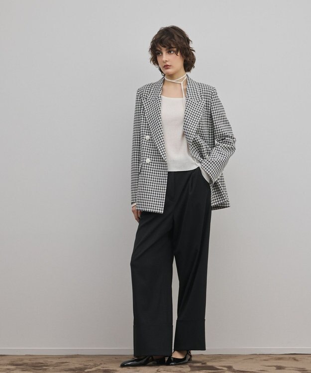 GRACE CONTINENTAL ギンガムダブルジャケット バイカラー