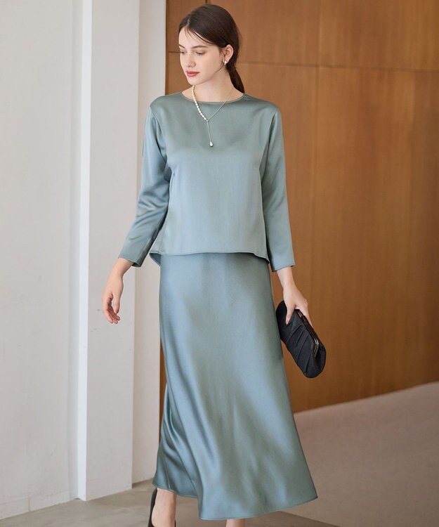 23区 S 【APPLAUDIR】ヴィンテージサテン セットアップ モスグリーン系