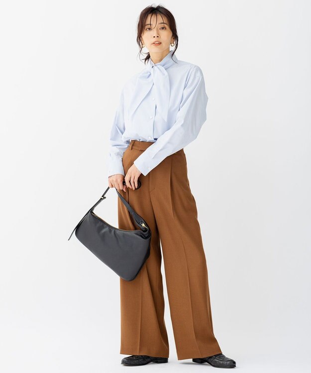 23区 L CANCLINI スカーフ ディテール シャツ サックス