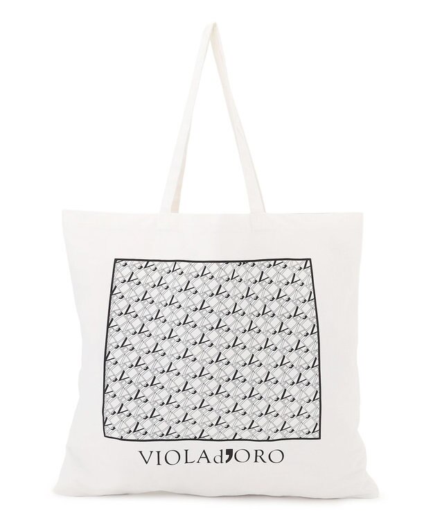 23区 VIOLAd'ORO キャンバス レザーコンビ 2WAY トートバッグ アイボリー系