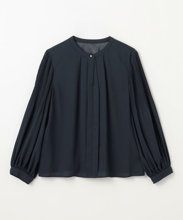 ANY 【洗濯機可/2WAY】プリーツスリーブブラウス ネイビー
