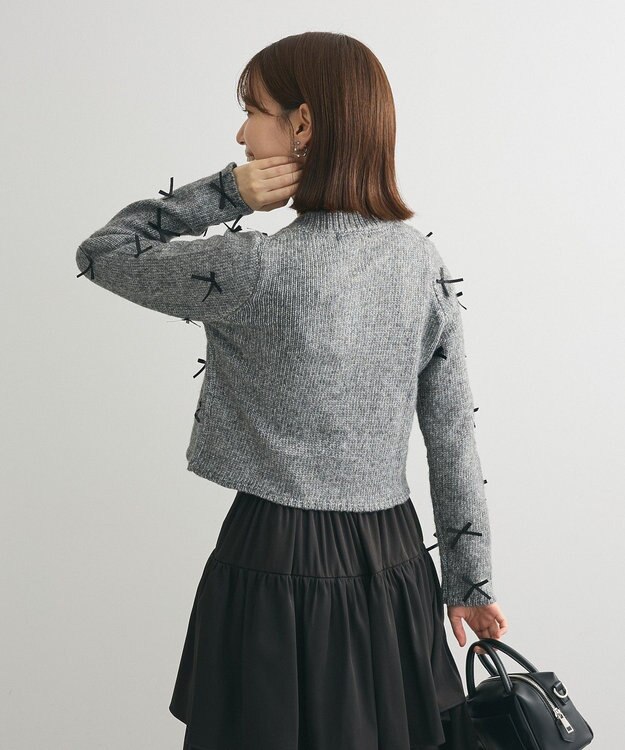 Green Parks ・ＡＮＤＳＥＡＲＣＨ　メニーリボンニットカーディガン Charcoal Gray