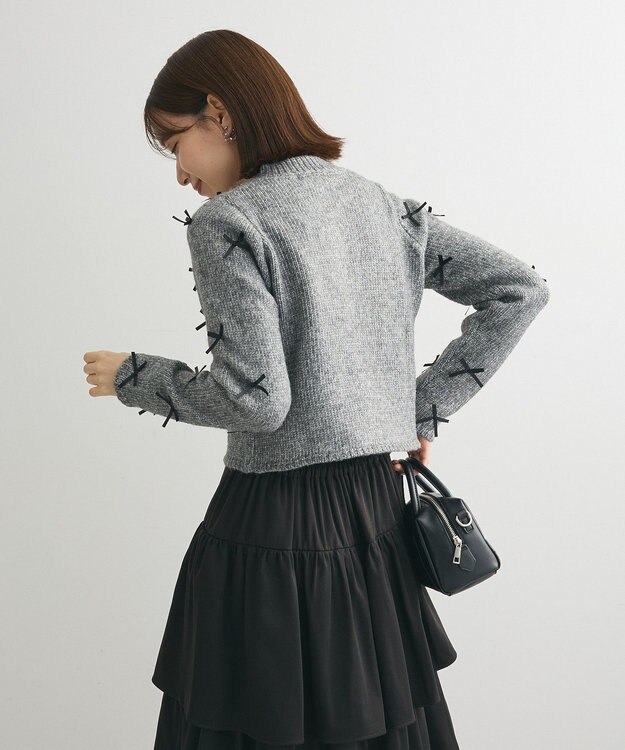 Green Parks ・ＡＮＤＳＥＡＲＣＨ　メニーリボンニットカーディガン Charcoal Gray