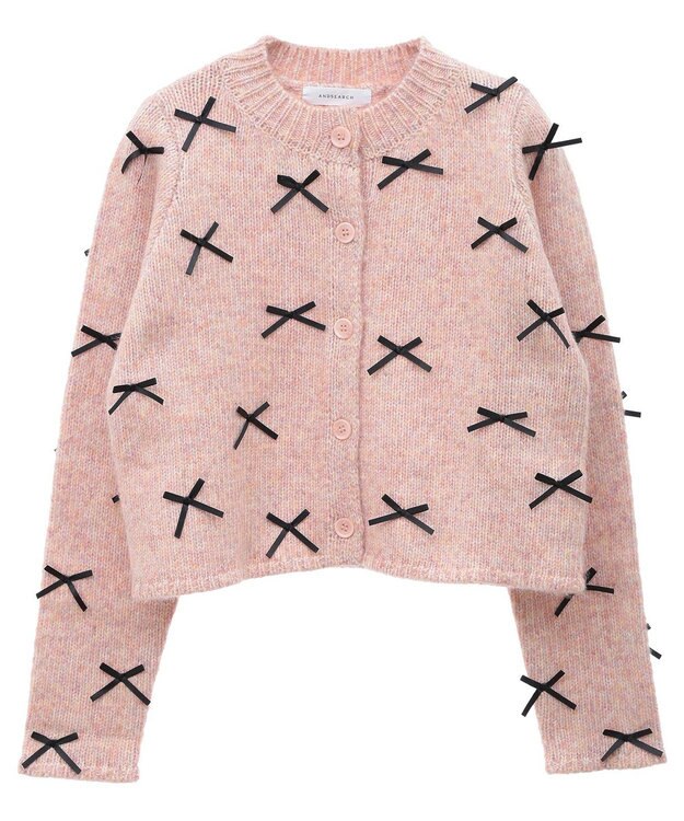 Green Parks ・ＡＮＤＳＥＡＲＣＨ　メニーリボンニットカーディガン Pink