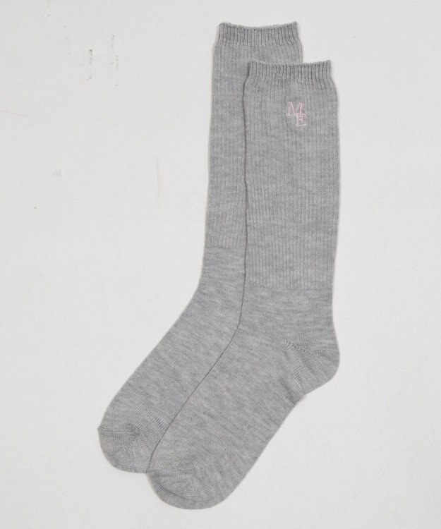 WEGO 刺繍ロゴローゲージゆるリブソックス ライトグレー