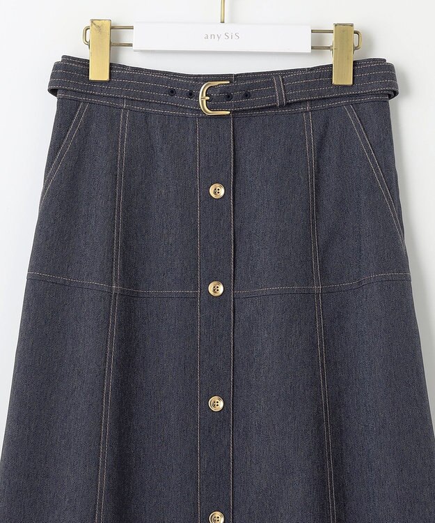 ANY SIS L 【洗える】マリンディテールシャンブレー スカート シャンブレー
