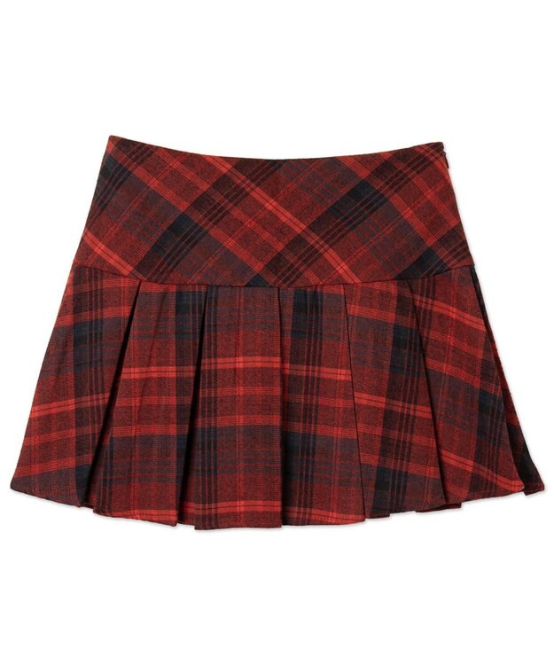 WEGO 【SCHOOL ITEM】チェック切替プリーツミニスカパン レッド
