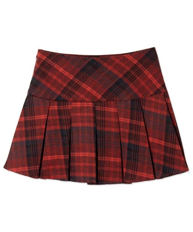 WEGO 【SCHOOL ITEM】チェック切替プリーツミニスカパン レッド