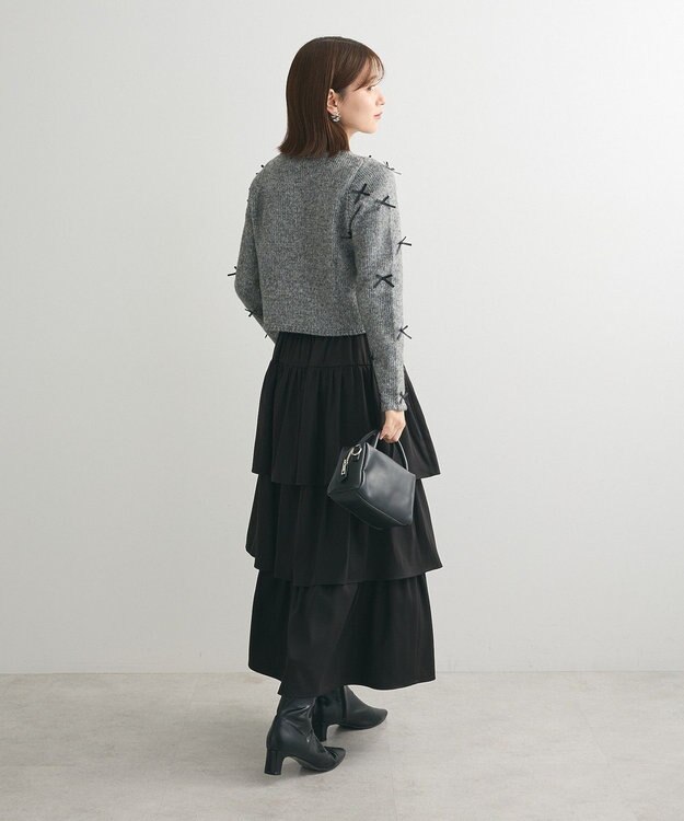 Green Parks ・ＡＮＤＳＥＡＲＣＨ　メニーリボンニットカーディガン Charcoal Gray