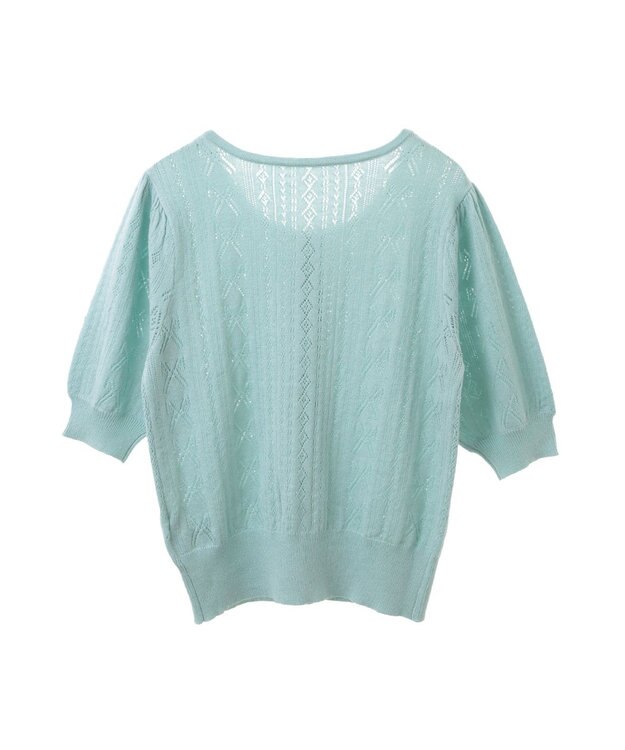 earth music&ecology リボン柄透かし編みニットカーディガン Mint