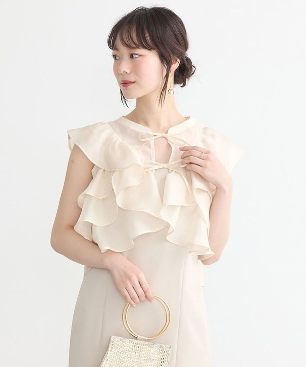 earth music&ecology SET2点フリルボレロ＋ナローワンピース ライトベージュ