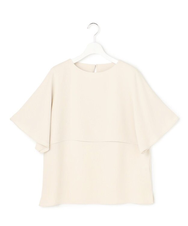 23区 【吸水速乾/UVカット/接触冷感】ストレッチジョーゼット  ケープデザイン カットソー ベージュ系