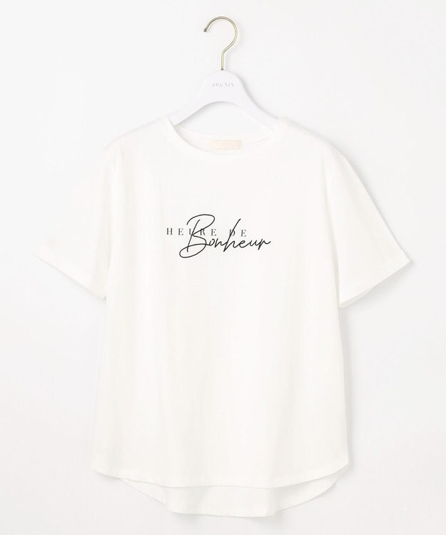ANY SIS L 【洗える】ベーシックロゴ刺繍 Tシャツ オフ