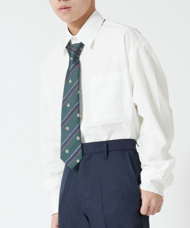 WEGO 【SCHOOLITEM】メンズエンブレム柄スクールネクタイ グリーン