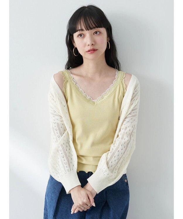 earth music&ecology ダブルレースタンクトップ Yellow