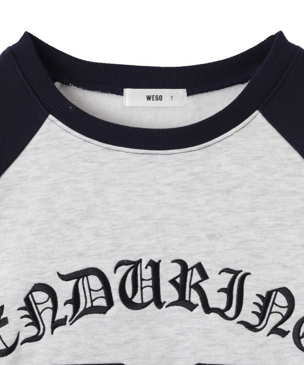 WEGO 【裏起毛】迷彩ワッペンラグランスウェット ネイビー