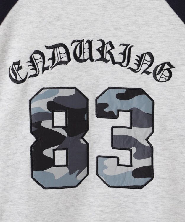 WEGO 【裏起毛】迷彩ワッペンラグランスウェット ネイビー